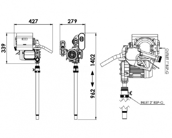 Заправочный комплект для дизеля 220 в Adam Pumps Drum Tech 60 230V DT60011